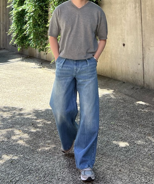 CALLNE（カルネ）の「【CALLNE】Vneck Summer Knit Shirt / Vネックサマーニットシャツ（Tシャツ/カットソー・メンズ・ブラック/グレー・M/L）」の19枚目の写真