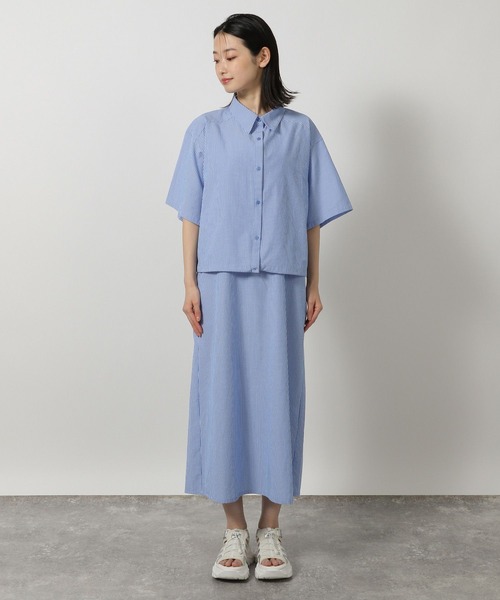 LAKOLE（ラコレ）の「シャツレイヤードセットワンピース / 328976（ワンピース・レディース・ライトベージュ/ダークブルー・FREE）」の8枚目の写真