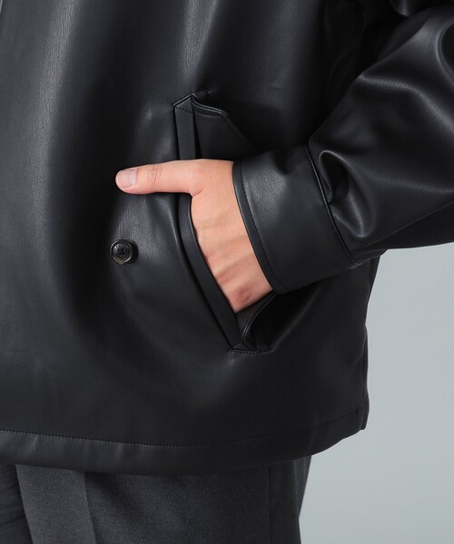 SCOTCLUB 27,000円フェイクレザーショートブルゾン ブラック FREAK'S STORE｜フェイクレザー ジップアップ ブルゾン 24AW
