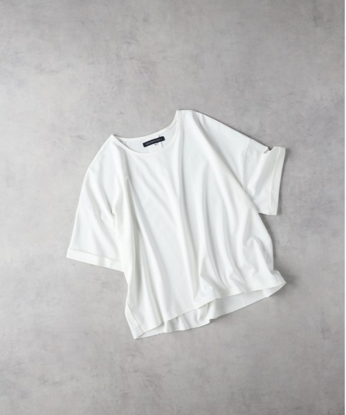 Right-on(ライトオン)の「HONEYSUCKLE ROSE(ハニーサックルローズ)【レディース】「接触冷感」ドルマンスリーブTシャツ/とろみ天竺(Tシャツ/カットソー・レディース・ベージュ/オフホワイト/ダークグレー・M/L)」の1枚目の写真