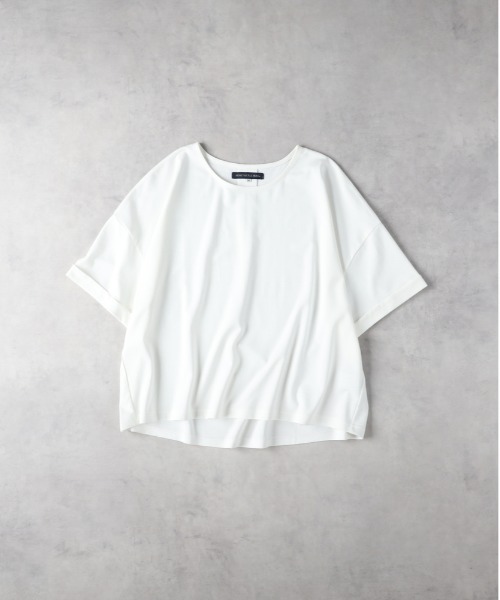 Right-on(ライトオン)の「HONEYSUCKLE ROSE(ハニーサックルローズ)【レディース】「接触冷感」ドルマンスリーブTシャツ/とろみ天竺(Tシャツ/カットソー・レディース・ベージュ/オフホワイト/ダークグレー・M/L)」の12枚目の写真