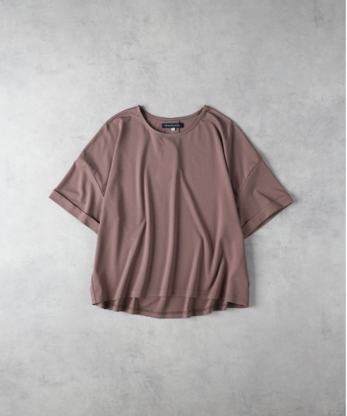 Right-on(ライトオン)の「HONEYSUCKLE ROSE(ハニーサックルローズ)【レディース】「接触冷感」ドルマンスリーブTシャツ/とろみ天竺(Tシャツ/カットソー・レディース・ベージュ/オフホワイト/ダークグレー・M/L)」の10枚目の写真