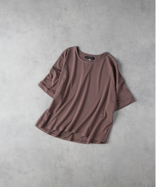 Right-on(ライトオン)の「HONEYSUCKLE ROSE(ハニーサックルローズ)【レディース】「接触冷感」ドルマンスリーブTシャツ/とろみ天竺(Tシャツ/カットソー・レディース・ベージュ/オフホワイト/ダークグレー・M/L)」の13枚目の写真