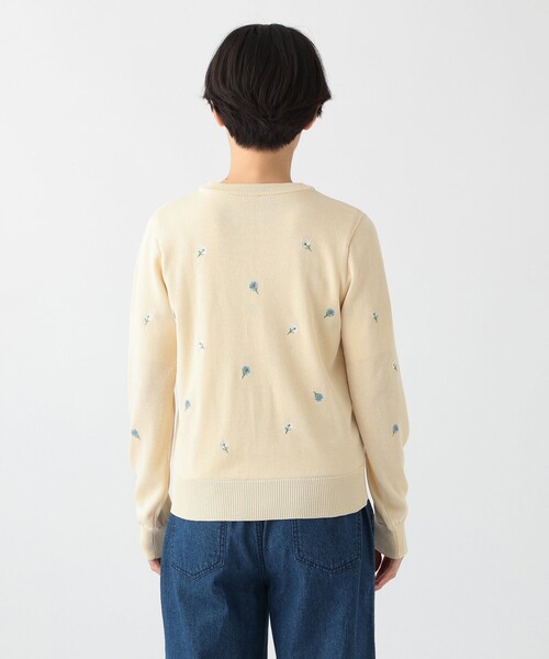 セール】小花刺繍クルーネックカーディガン（カーディガン