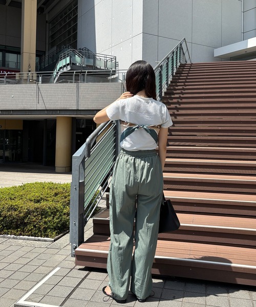 ISOOK（アイスー）の「【ISOOK / アイスー】ルーズパラシュートカーゴパンツ / ナイロンライク しわ加工 ハイウエスト ドロスト 総ゴム アウトポケット ミリタリー 黒 グレー グリーン ZOZOTOWN限定（カーゴパンツ・レディース・グレー/ブラック/カーキ・FREE）」の21枚目の写真