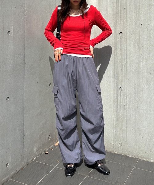 セール】【ISOOK / アイスー】ルーズパラシュートカーゴパンツ