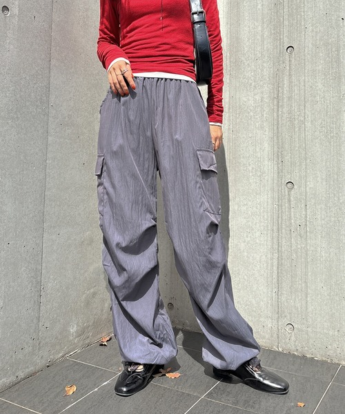 セール】【ISOOK / アイスー】ルーズパラシュートカーゴパンツ