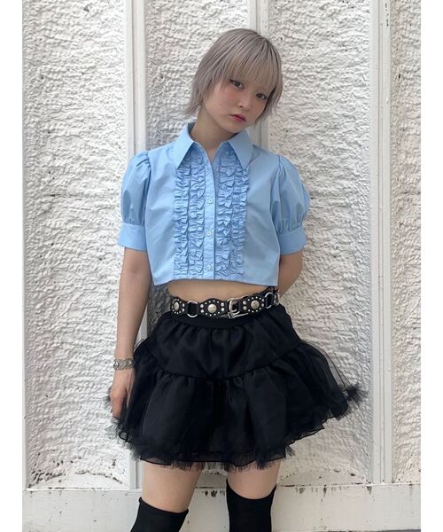 jouetie（ジュエティ）の「【再入荷】クロップドフリルブラウス（シャツ/ブラウス・レディース・オフホワイト/ブルー/ブラック・MEDIUM）」の20枚目の写真