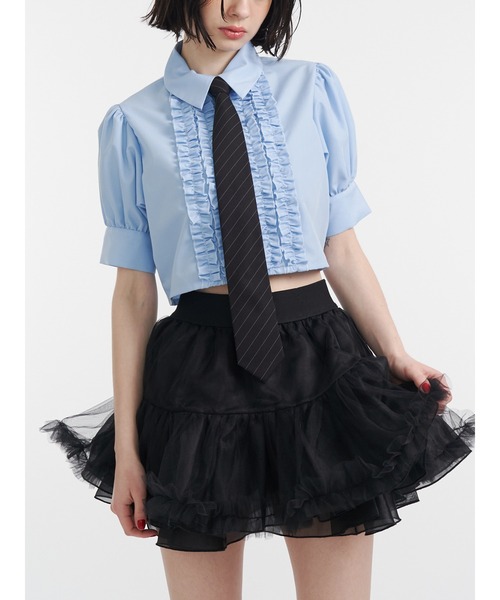 再入荷】クロップドフリルブラウス（シャツ/ブラウス）｜jouetie