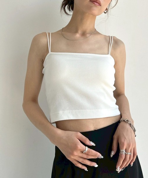 NOGLE（ノグル）の「【NOGLE/ノグル】カップ付ショートキャミソール（キャミソール・レディース・ブラック/オートミール/ホワイト・FREE）」の4枚目の写真