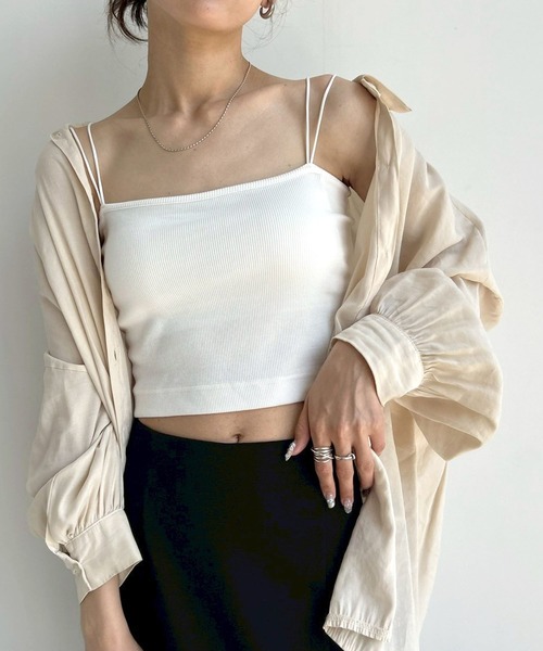 NOGLE（ノグル）の「【NOGLE/ノグル】カップ付ショートキャミソール（キャミソール・レディース・ブラック/オートミール/ホワイト・FREE）」の9枚目の写真