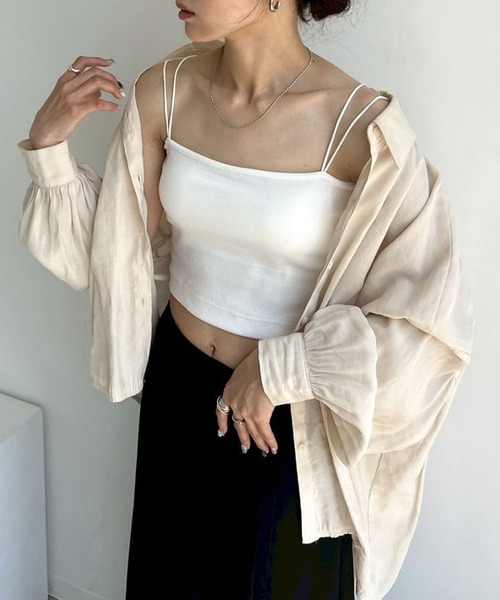 NOGLE（ノグル）の「【NOGLE/ノグル】カップ付ショートキャミソール（キャミソール・レディース・ブラック/オートミール/ホワイト・FREE）」の10枚目の写真