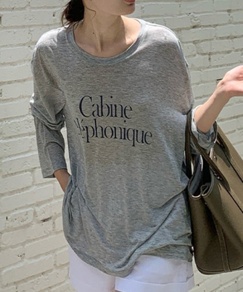 Girly Doll(ガーリードール)の「バックオープンシアーロゴカットソー(Tシャツ/カットソー・レディース・グレー/ホワイト×ブルー/ホワイト×レッド/グリーン・F)」の3枚目の写真