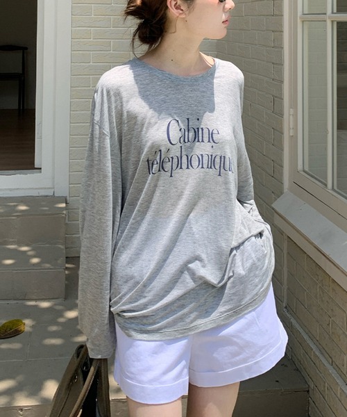 Girly Doll(ガーリードール)の「バックオープンシアーロゴカットソー(Tシャツ/カットソー・レディース・グレー/ホワイト×ブルー/ホワイト×レッド/グリーン・F)」の21枚目の写真