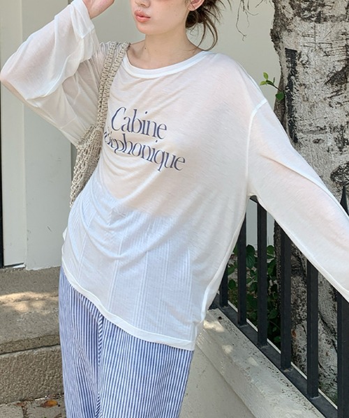 Girly Doll(ガーリードール)の「バックオープンシアーロゴカットソー(Tシャツ/カットソー・レディース・グレー/ホワイト×ブルー/ホワイト×レッド/グリーン・F)」の15枚目の写真