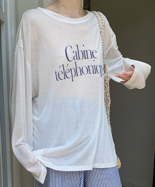 Girly Doll(ガーリードール)の「バックオープンシアーロゴカットソー(Tシャツ/カットソー・レディース・グレー/ホワイト×ブルー/ホワイト×レッド/グリーン・F)」の16枚目の写真