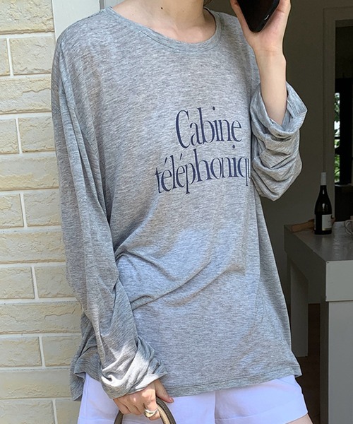 Girly Doll(ガーリードール)の「バックオープンシアーロゴカットソー(Tシャツ/カットソー・レディース・グレー/ホワイト×ブルー/ホワイト×レッド/グリーン・F)」の22枚目の写真