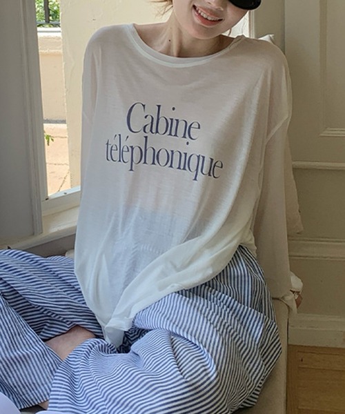 Girly Doll(ガーリードール)の「バックオープンシアーロゴカットソー(Tシャツ/カットソー・レディース・グレー/ホワイト×ブルー/ホワイト×レッド/グリーン・F)」の18枚目の写真