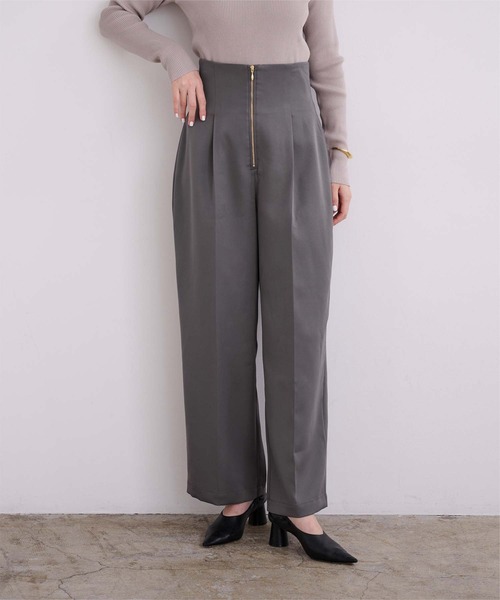 UR'S(ユアーズ)の「ZIPデザインタックワイドパンツ(その他パンツ・レディース・ボルドー/チャコール/ブラック・S/M/L)」の1枚目の写真