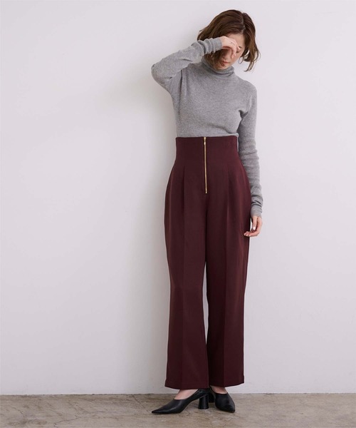 UR'S(ユアーズ)の「ZIPデザインタックワイドパンツ(その他パンツ・レディース・ボルドー/チャコール/ブラック・S/M/L)」の8枚目の写真