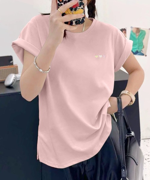 BANICO(バニコ)の「シンプルデイリークルーネックTシャツ (SS)(Tシャツ/カットソー・レディース・杢グレー/ネイビー/ピンク/ホワイト/ライトグリーン・FREE)」の14枚目の写真