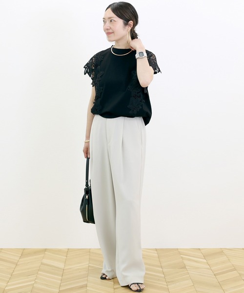 Aletta vita(アレッタビータ)の「カットレースフレンチカットソー(Tシャツ/カットソー・レディース・オフホワイト/ブラック・M)」の7枚目の写真