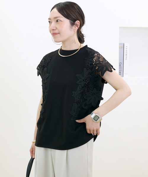 Aletta vita(アレッタビータ)の「カットレースフレンチカットソー(Tシャツ/カットソー・レディース・オフホワイト/ブラック・M)」の5枚目の写真