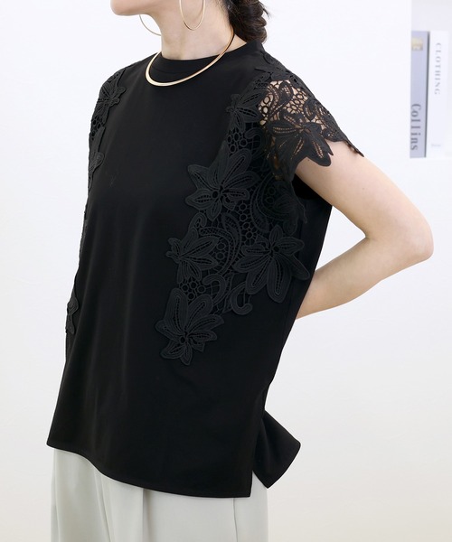 Aletta vita(アレッタビータ)の「カットレースフレンチカットソー(Tシャツ/カットソー・レディース・オフホワイト/ブラック・M)」の6枚目の写真