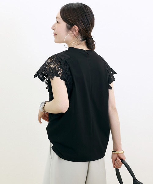 Aletta vita(アレッタビータ)の「カットレースフレンチカットソー(Tシャツ/カットソー・レディース・オフホワイト/ブラック・M)」の8枚目の写真