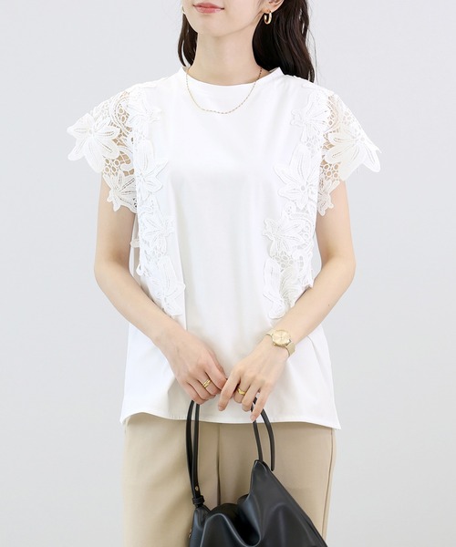 Aletta vita(アレッタビータ)の「カットレースフレンチカットソー(Tシャツ/カットソー・レディース・オフホワイト/ブラック・M)」の20枚目の写真
