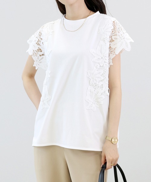 Aletta vita(アレッタビータ)の「カットレースフレンチカットソー(Tシャツ/カットソー・レディース・オフホワイト/ブラック・M)」の21枚目の写真
