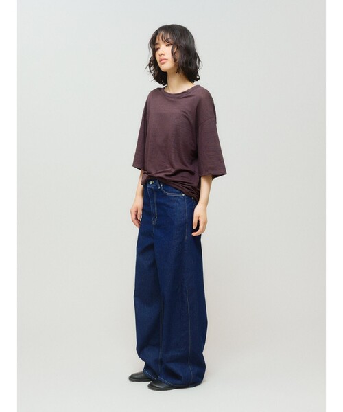 MIDIUMISOLID(ミディウミソリッド)の「MIDIUMISOLID for Ladies バレルレッグワイドデニム(デニムパンツ・レディース・ネイビー・36/38)」の4枚目の写真