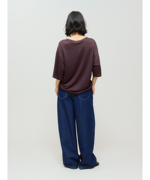 MIDIUMISOLID(ミディウミソリッド)の「MIDIUMISOLID for Ladies バレルレッグワイドデニム(デニムパンツ・レディース・ネイビー・36/38)」の6枚目の写真