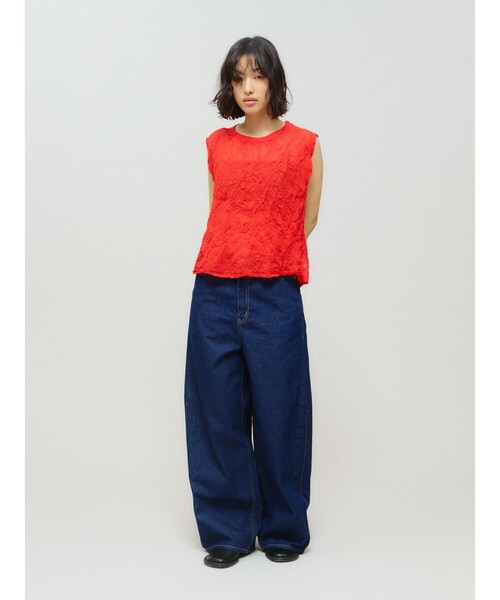 MIDIUMISOLID(ミディウミソリッド)の「MIDIUMISOLID for Ladies バレルレッグワイドデニム(デニムパンツ・レディース・ネイビー・36/38)」の8枚目の写真