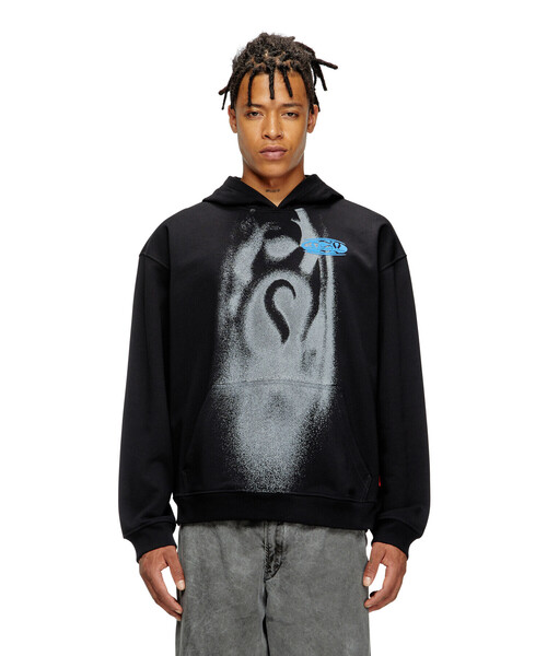 DIESEL(ディーゼル)の「メンズ プルオーバーパーカー S-BOXT-HOOD-T3(パーカー・メンズ・ブラック・XXX-LARGE/MEDIUM/LARGE/SMALL/X-LARGE/X-SMALL/XX-LARGE)」の4枚目の写真