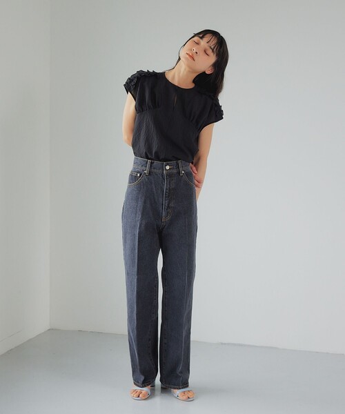 EMMEL REFINES(エメルリファインズ)の「<EMMEL REFINES>EM カラミタンブラー カタフリル ブラウス(シャツ/ブラウス・レディース・ブラック/ライトブルー/ホワイト・FREE)」の8枚目の写真