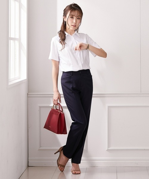 Nissen glamor(ニッセングラマー)の「【大きい胸専用】ボタンがきちんと閉まる 半袖シャツ(事務服・制服・白シャツ)(ビジネスシャツ・レディース・オフホワイト/ブラック・M/S/LL/L)」の4枚目の写真