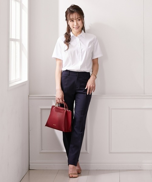 Nissen glamor(ニッセングラマー)の「【大きい胸専用】ボタンがきちんと閉まる 半袖シャツ(事務服・制服・白シャツ)(ビジネスシャツ・レディース・オフホワイト/ブラック・M/S/LL/L)」の5枚目の写真
