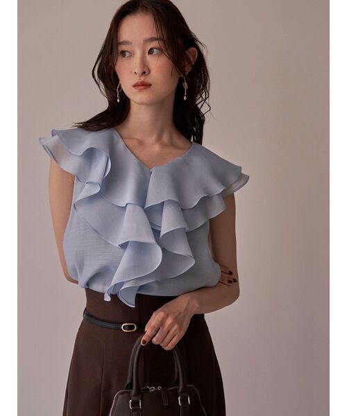 Blumarine♡ブルマリン♡ラッフルシルクブラウス ノースリーブラッフルブラウス（シャツ/ブラウス）｜LAGUNAMOON