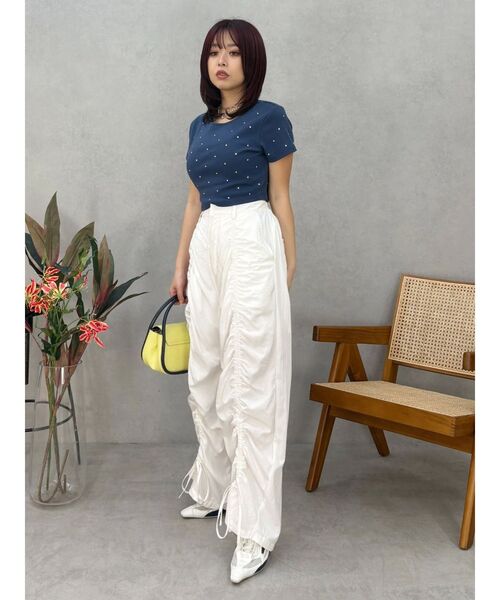 EVRIS（エヴリス）の「ドロストフレアパンツ（その他パンツ・レディース・ホワイト/レッド/ブラック・MEDIUM/SMALL）」の14枚目の写真