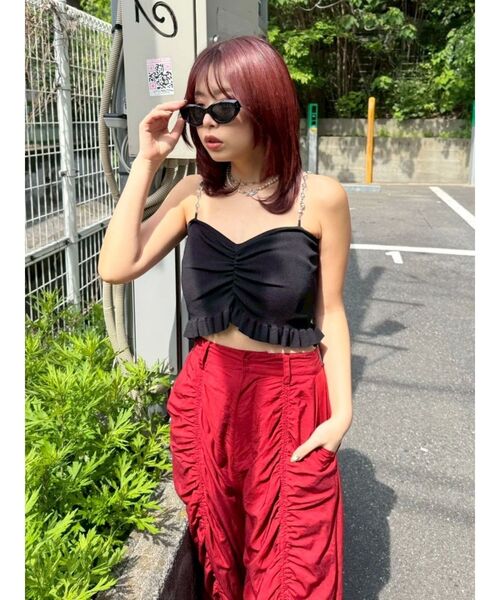 EVRIS（エヴリス）の「ドロストフレアパンツ（その他パンツ・レディース・ホワイト/レッド/ブラック・MEDIUM/SMALL）」の12枚目の写真