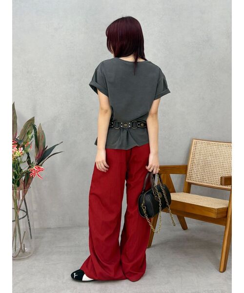 EVRIS（エヴリス）の「ドロストフレアパンツ（その他パンツ・レディース・ホワイト/レッド/ブラック・MEDIUM/SMALL）」の5枚目の写真