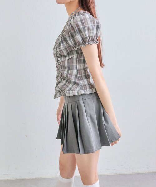 OLIVE des OLIVE（オリーブデオリーブ）の「ダブルベルトプリーツスカート（スカート・レディース・チャコールグレー/ブラック/ネイビー/キャメル・FREE）」の7枚目の写真