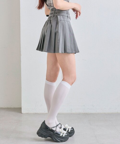 OLIVE des OLIVE（オリーブデオリーブ）の「ダブルベルトプリーツスカート（スカート・レディース・チャコールグレー/ブラック/ネイビー/キャメル・FREE）」の8枚目の写真