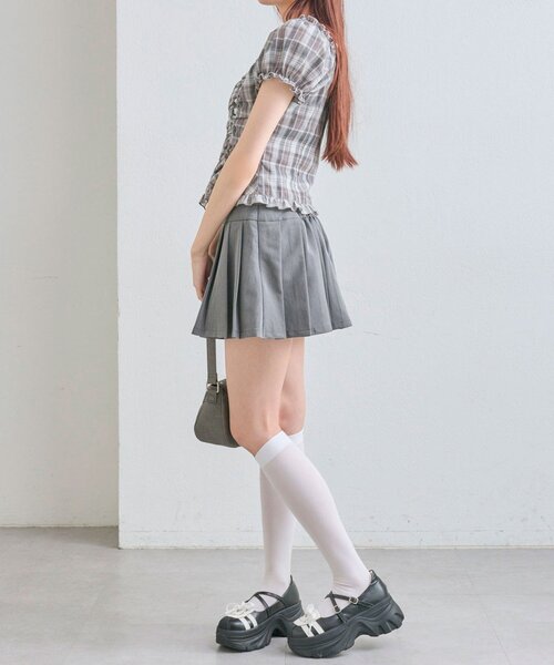 OLIVE des OLIVE（オリーブデオリーブ）の「ダブルベルトプリーツスカート（スカート・レディース・チャコールグレー/ブラック/ネイビー/キャメル・FREE）」の11枚目の写真