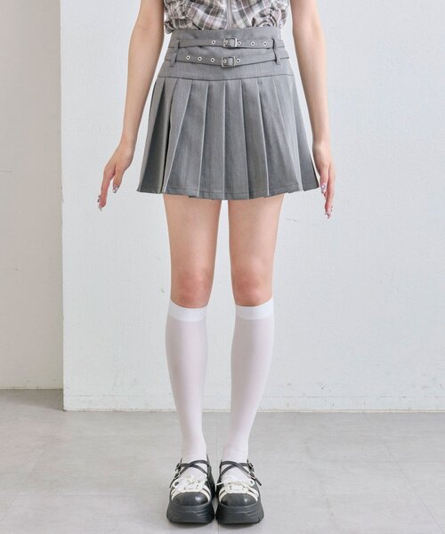 OLIVE des OLIVE（オリーブデオリーブ）の「ダブルベルトプリーツスカート（スカート・レディース・チャコールグレー/ブラック/ネイビー/キャメル・FREE）」の13枚目の写真