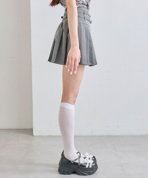 OLIVE des OLIVE（オリーブデオリーブ）の「ダブルベルトプリーツスカート（スカート・レディース・チャコールグレー/ブラック/ネイビー/キャメル・FREE）」の14枚目の写真