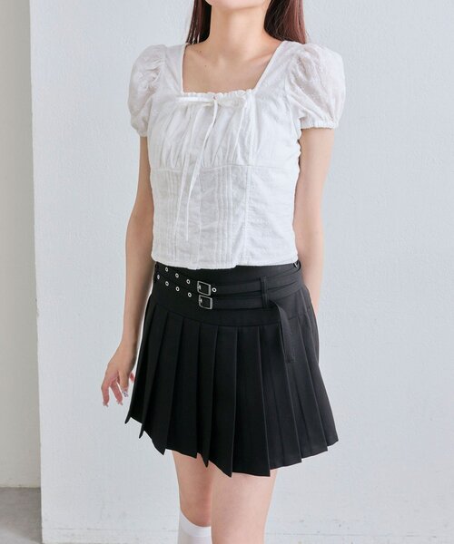 OLIVE des OLIVE（オリーブデオリーブ）の「ダブルベルトプリーツスカート（スカート・レディース・チャコールグレー/ブラック/ネイビー/キャメル・FREE）」の20枚目の写真