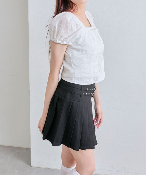 OLIVE des OLIVE（オリーブデオリーブ）の「ダブルベルトプリーツスカート（スカート・レディース・チャコールグレー/ブラック/ネイビー/キャメル・FREE）」の21枚目の写真