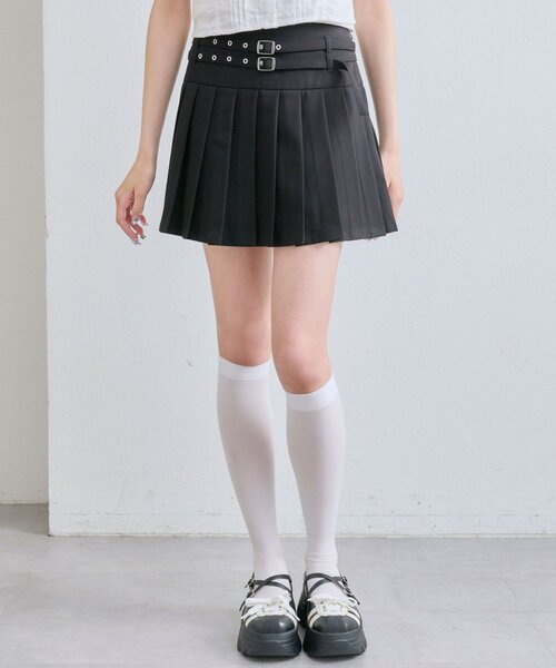 OLIVE des OLIVE（オリーブデオリーブ）の「ダブルベルトプリーツスカート（スカート・レディース・チャコールグレー/ブラック/ネイビー/キャメル・FREE）」の22枚目の写真